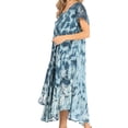 thumbnail image 3 of Sakkas Cindy Women's Casual Maxi Short Sleeve Flared Loose Caftan Dress Cover-up - 2434-grey - One Size, 3 of 5