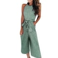 thumbnail image 2 of Baqcunre Jumpsuits for Women Women Sleeveless Striped Jumpsuit Casual Clubwear Wide Leg Trousers Pants Outfit Jumpsuits for Women Dressy One Piece Jumpsuits for Women, 2 of 5