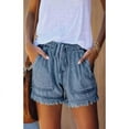 thumbnail image 3 of New elastic waist drawstring casual high waist slim denim shorts women, 3 of 14