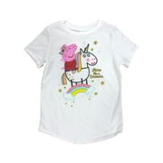 Peppa Pig Girls White Glitter Shine Like A Unicorn T-Shirt Tee Shirt 8