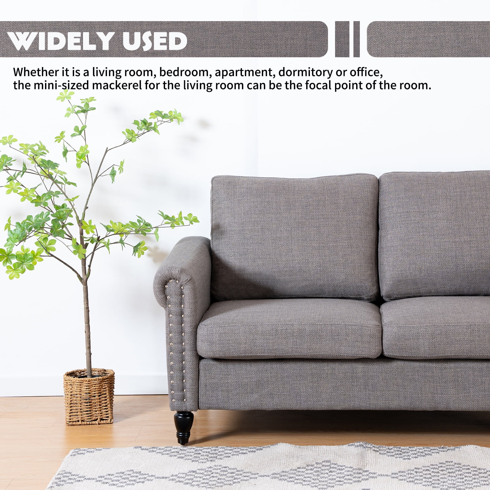 57 Loveseat Sofa,2 Seat Couch with Linen Fabric,Small Couches for Small Spaces with Solid Wood Legs,Comfy Love Seat Sofa for Living Room,Bedroom,Apartment