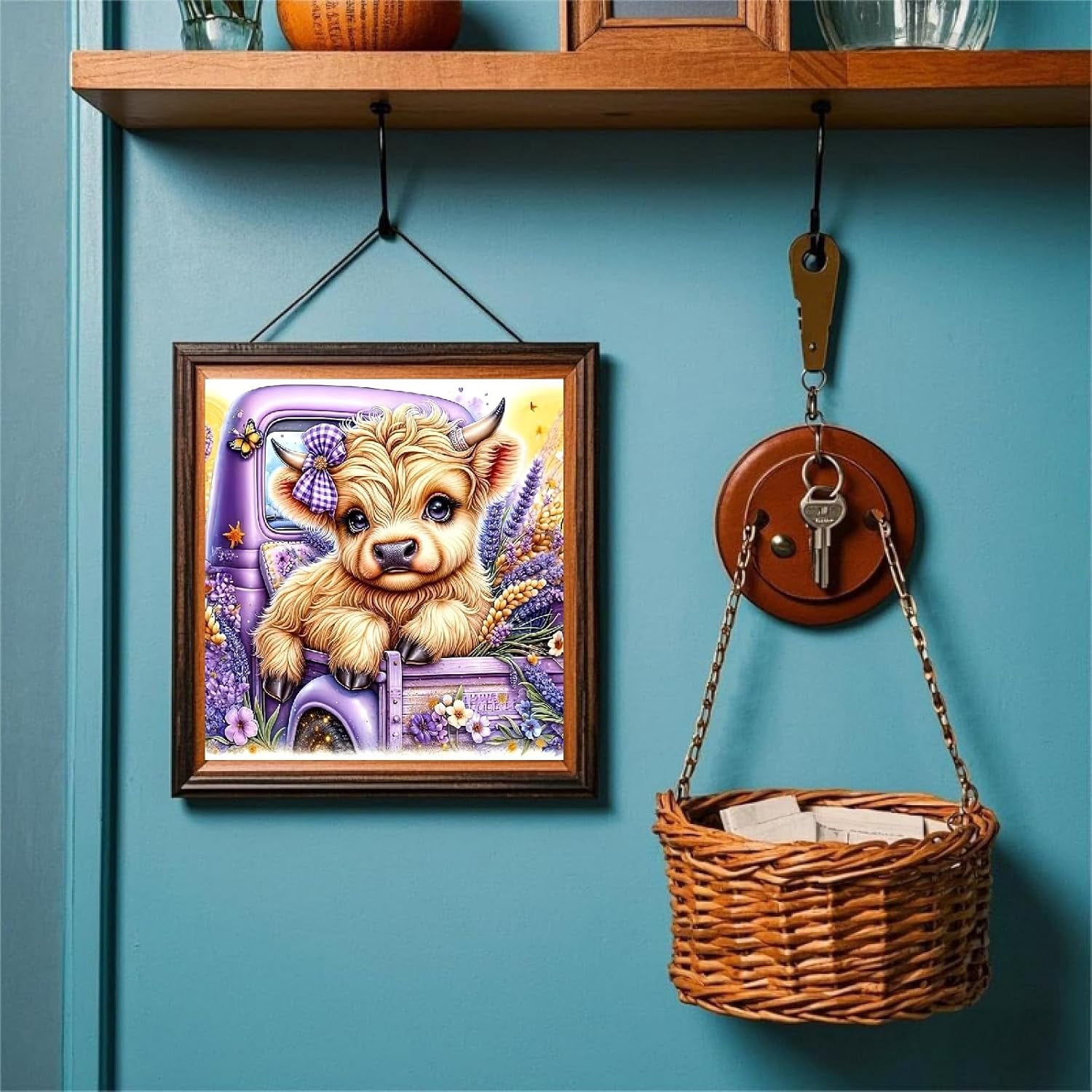 Cow Diamond Art Kits for Adults Beginner,DIY Truck Diamond Painting 5D Round Full Drill Highland Cow Diamond Dots Gem Art Crafts with Tools Animal Crafts for Wall Decor 12x12in