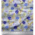 thumbnail image 1 of Soimoi Purple Poly Georgette Fabric Leaves & Floral Decor Fabric Printed BTY 42 Inch Wide, 1 of 3