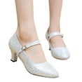 thumbnail image 3 of IUJSOY Mary Jane Shoes for Women Low Kitten Heel Trendy Shoes Dance Shoes Closed Round Toe Pumps, 3 of 4
