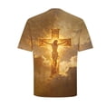 thumbnail image 5 of UVEASISHA Easter Short Sleeve T-Shirts for Men Fashion Cross Print Christian Graphic Tees Comfy Crew Neck Loose Tshirt Big and Tall Casual Workout Shirts Gold 5XL, 5 of 6