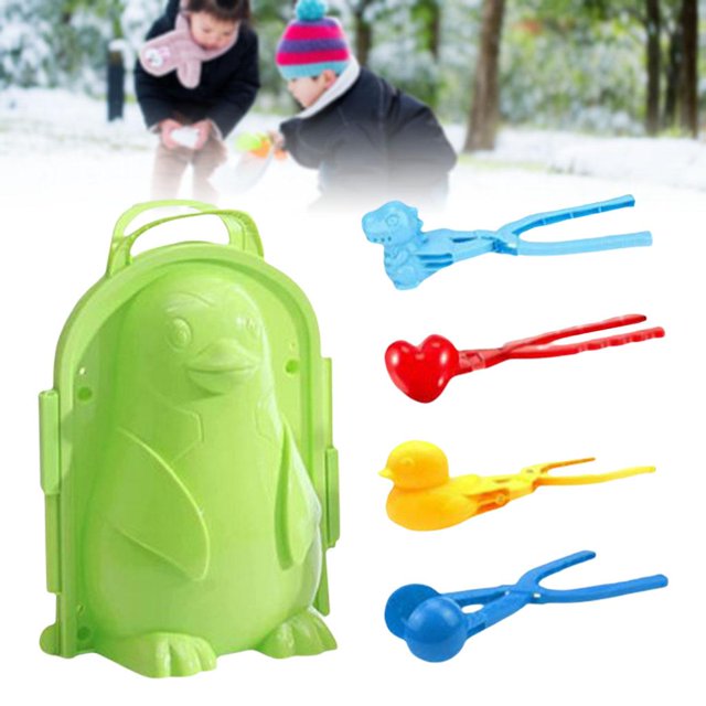 5 piezas Clip para bolas de nieve Invierno 3D Pingüino Forma de dibujos animados Lindo creativo Molde de nieve Pájaros en forma de corazón para Baoblaze Clip para hacer bolas de nieve