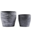 thumbnail image 1 of Urban Trend Collection 53829 Pot Rond en Ciment avec Fond Effilé, Finition Peignée, Gris Foncé - Ensemble de 2, 1 of 1