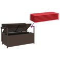 thumbnail image 5 of vidaXL Garden Storage Bench with Cushion Brown Poly Rattan, 5 of 5
