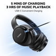 thumbnail image 4 of KVIDIO Bluetooth Headphones, Wireless Headphones with Microphone, 65H Running Time, over-Ear Headphones for Computer Laptop Travel Home Office PC (Black), 4 of 11