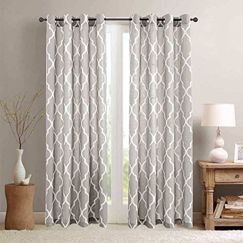 Soft Grey Moroccan Tile Print Curtains, Moroccan Tile Curtains