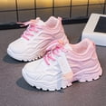 thumbnail image 2 of WNVMWI Toddler Girls Mesh Platform Sneakers Kids Lace Up Running Shoes Children Casual Non Slip Walking Sneaker Pink Sizs 12.5, 2 of 5