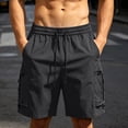 thumbnail image 2 of IhhxPro Men's Outdoor Cargo Shorts with Elastic Waist and Multi-Pockets Men Work Casual Hiking Cotton Relaxed Fit Summer M-2XL, 2 of 9