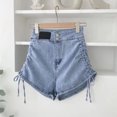 thumbnail image 3 of Pantalones cortos de cintura alta para mujer con cordón lateral Versátil Slim Fitting Mujer Pantalones cortos casuales para verano, 3 of 8