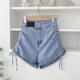 thumbnail image 5 of Pantalones cortos de cintura alta para mujer NikouMX verano con cordón lateral, 5 of 8