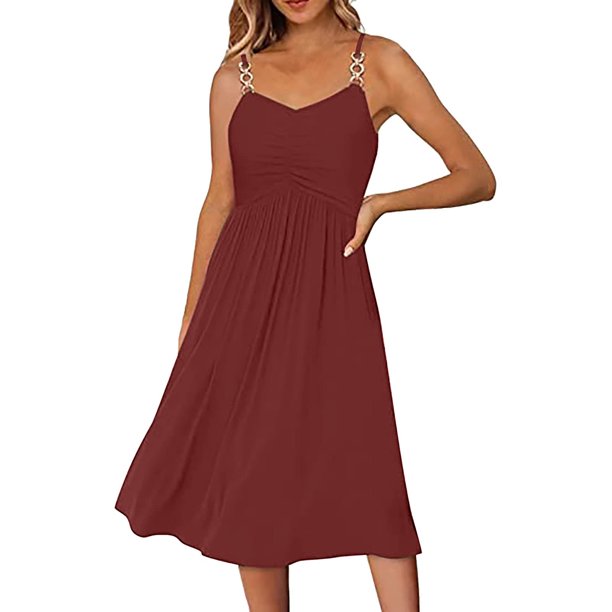 Vestido sin mangas de verano con cuello en V informal para mujer con estilo OAVQHLG3B Store lin121212