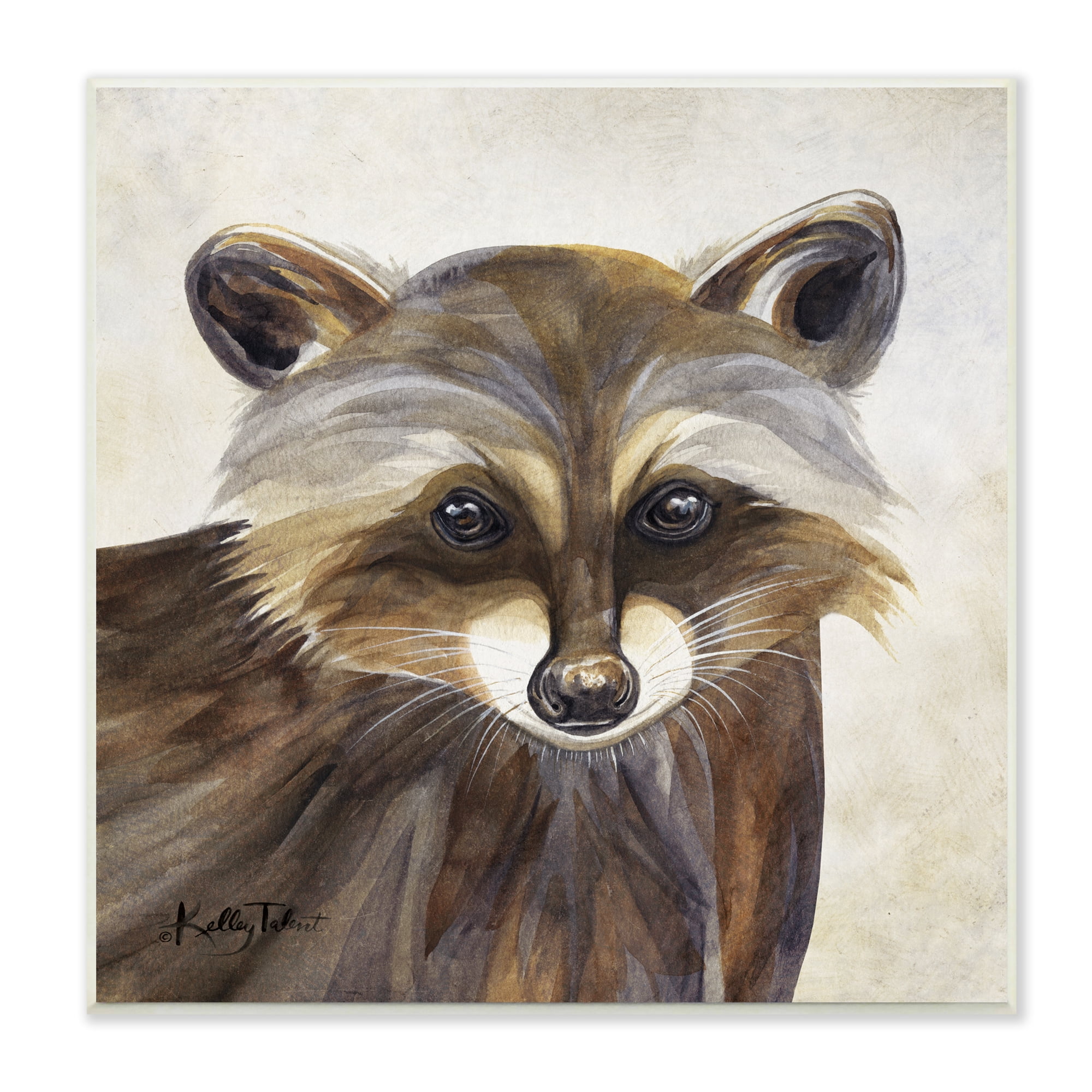 Stupell Industries Brown Raccoon Portrait Painting Rustic Forest Animal, 12  x 12, Design by Kelley Talent 