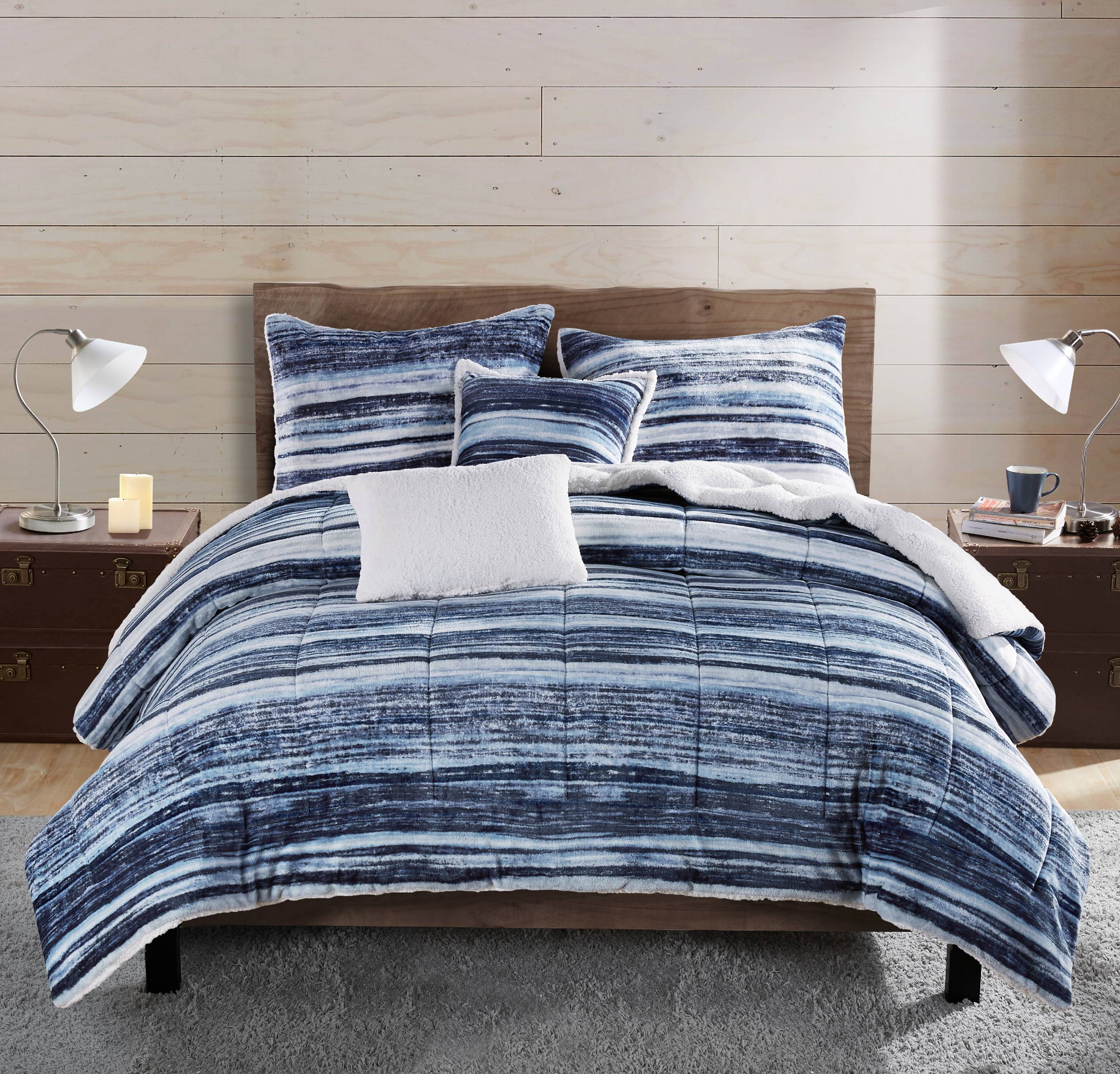 Vcny Home Bransen Reversible Stripe Plush Comforter Set King