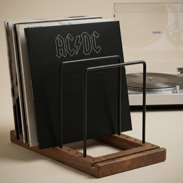 Soporte de madera ZICOTO para almacenamiento de discos de vinilo de hasta 75 LP