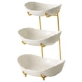 thumbnail image 4 of veasfak Ceramic Fruit Bowl for Kitchen Counter Fruit Display Stand for Kitchen Snack Golden 3 Layer, 4 of 9