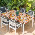 thumbnail image 2 of Spring Flowers Table Cloths for 5 Foot Rectangle Tables, Watercolor Floral Daisy Poppy Plants Rustic Patio Waterproof Elastic Fitted Tablecloths, Washable Rectangular Table Cover for Camping, 2 of 8