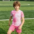 thumbnail image 2 of Weebloom Kids Boys Summer Athletic Outfit Girls Football Quick Drying Training Shirt Shorts Set Basketball Tracksuit Shorts T Shirt Sportsuit Boy Running Sports Clothes Set 9-10 Years Pink, 2 of 6