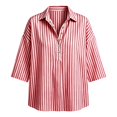 thumbnail image 5 of Cotton Linen Tops for Women Striped Long Sleeve Tops Soft Loose Fit Casual Fashion T-Shirt Tops for Holiday Daily Wear by Gbobgt Red M, 5 of 6