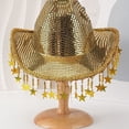 thumbnail image 6 of Vjnyvs Western Cowboy Hat, Sequined Star Tassel Cowboy Hat, Wide Brim Western Bling Headgear Stylish Party Accessory for Women Theme Party Cap, 6 of 7