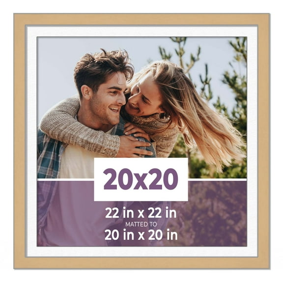 20x20 Frame Natural With White Picture Mat For 20x20 Photo - Natural 22x22 Frame To Display Print