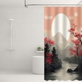 thumbnail image 4 of Japanese Shower Curtain Asian Shower Curtain Japanese Cherry Blossom Plum Mountain Chinese Oriental Sun Misty Mountains Scenery Ink Art Bathroom Decor Set with 12 Hooks 72x72 Inches (A), 4 of 5