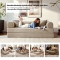 thumbnail image 3 of 5-in-1 Folding Convertible Sofa Bed, 79" Corduroy Floor Couch Futon, Pull-Out Sleeper Loveseat, Modular Boneless Sofa for Living Room & Bedroom, Beige, 3 of 10