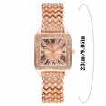 thumbnail image 3 of CXYYY Square Watch For Women Stainless Steel Inlay Cubic Zirconia Watch Strap Fashion Roman Text Dial Easy To Read Quartz Watch For Women, 3 of 4