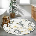 thumbnail image 5 of Yellow Floral Spring Round Rug 3ft Washable Circle Entryway Rugs Non Slip Gray Summer Botanical Birds Pastoral Area Rug Indoor Floor Carpet for Bedroom Kitchen Living Room Home Office Dining Room, 5 of 8