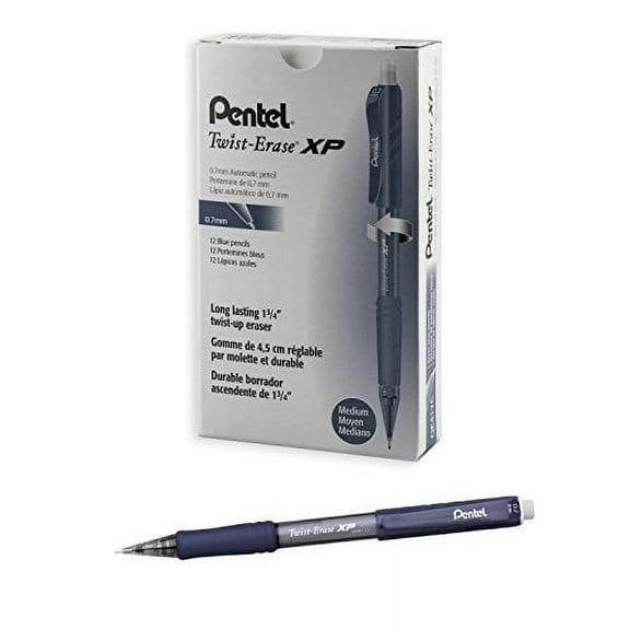Pentel Twist Erase EXPRESS Automatic Pencil, 0.7mm Lead Size, Blue Barrel, Box of 12 (QE417C)