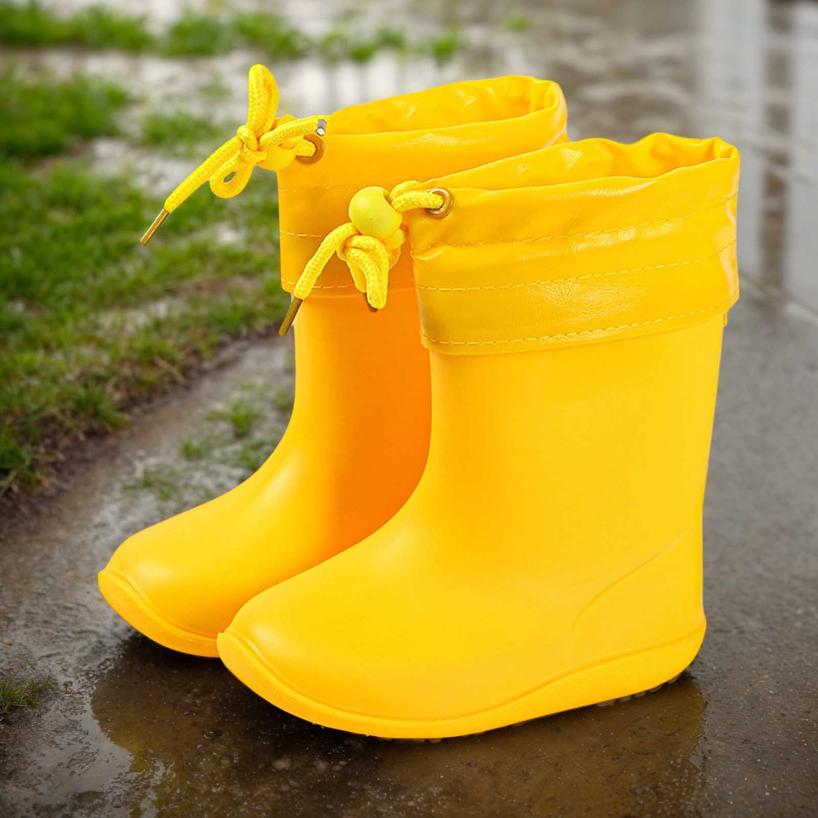 Yuncity Girls Boys Rain Boots Toddlers Comfortable Outdoor Play Shoes Lightweight Durable Everyday Wear Boots Footwear Yellow 5.5-6 Years