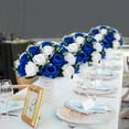 thumbnail image 6 of BLOSMON 13.7" Artificial Large Rose Royal Blue and White Wedding Flower Ball Table Centerpiece 10 Count, 6 of 8