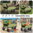 thumbnail image 2 of GVDV Heavy Duty Folding Wagon with Bench Seat – 550lbs/220L Large Collapsible Cart for Beach, Camping, Shopping, Tailgating, Sports & Groceries, Green, 2 of 8