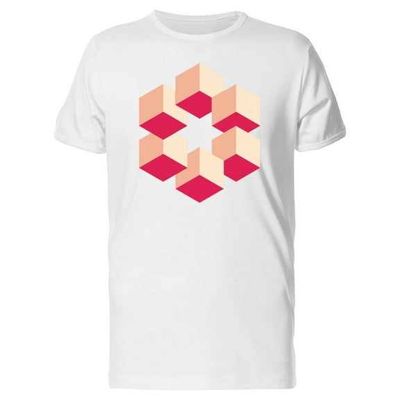 Opitcal Illusion Pink Cubes T-Shirt Men -Image by Shutterstock, Male Small