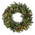 thumbnail image 1 of 30 in. Lighted Pine Wreath With Berries & Pine Cones, 1 of 1
