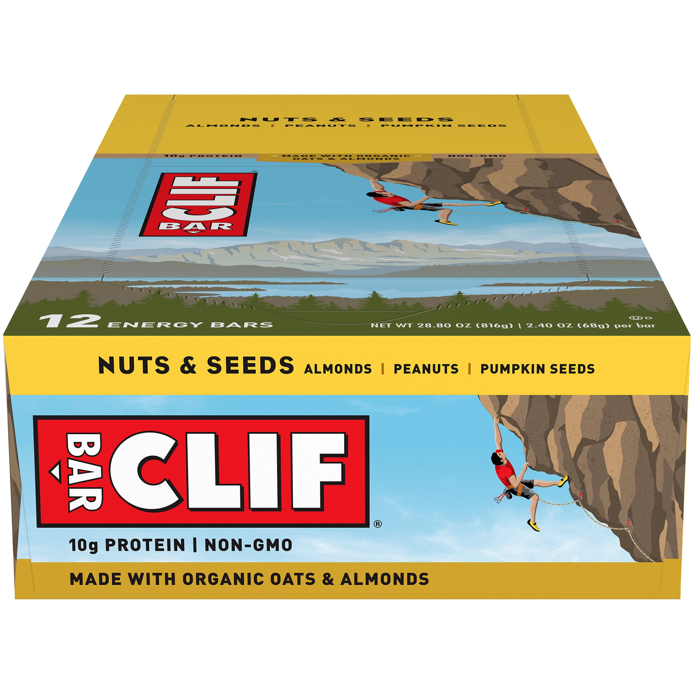 CLIF Bar Energy Bars, Nuts & Seeds, 10g Protein Bar, 12 Ct, 2.4 oz