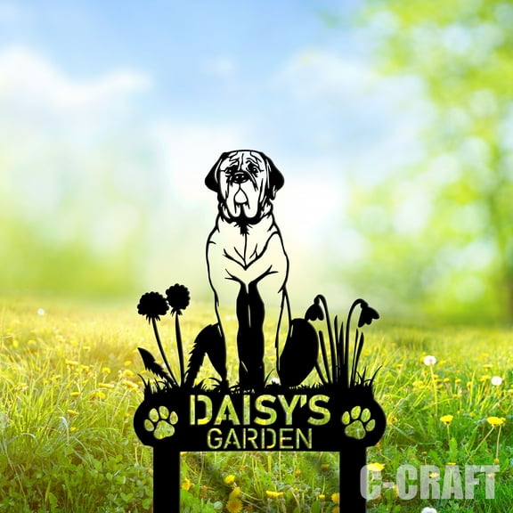 C-CRAFT Custom English Mastiff Memorial Metal Yard Sign Weather Resistant for Garden Decor