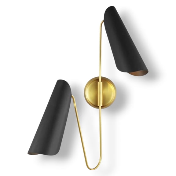 Antikaz Mid-Century Modern 1950 Antique Raw Brass Wall Sconce Diabolo Cone Industrial Light Fixture