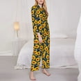 thumbnail image 3 of Sikiie Sunflowers Women's Long-Sleeve Shirt and Full-Length Bottom Pajama Set (s-xxl)-Small, 3 of 7