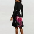 thumbnail image 4 of Valentine Dress for Women 1950S Retro Long Sleeve V-Neck Cocktail Dresses with Belt 3D Love Heart Printing A-Line Dress Watermelon Red M, 4 of 6
