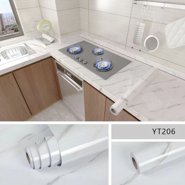 Pegatina de mármol a prueba de aceite para cocina, papel tapiz autoadhesivo impermeable de lujo, decoración de encimera, armario, azulejo, pegatina de pared, 40 cm