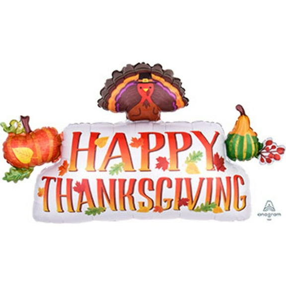 Thanksgiving Banner 36 Inch Foil Mylar Balloon [38157]