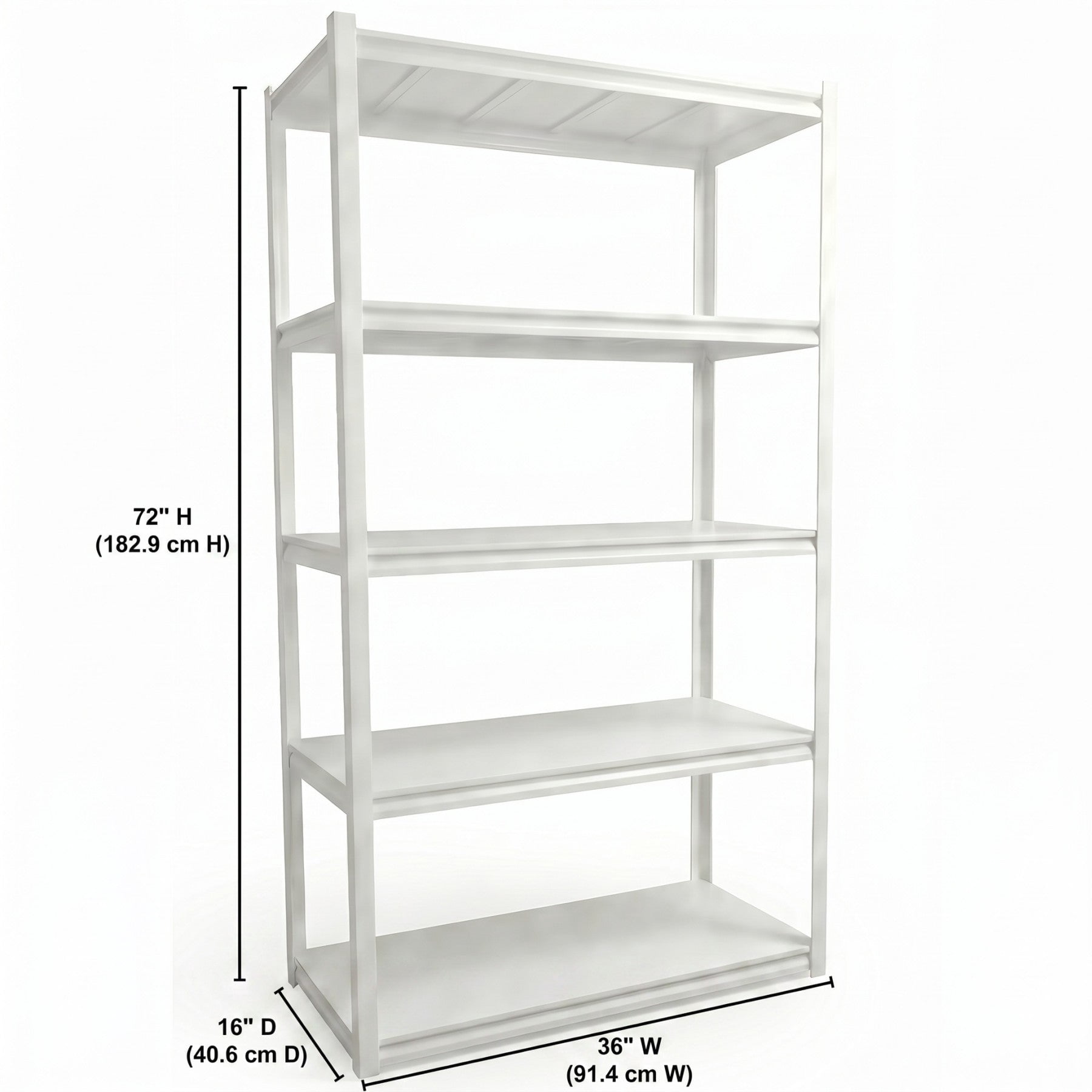 Sailvan 1650LBS Heavy Duty Garage Shelving, 5-Tier Adjustable Metal Storage Shelves, Industrial Steel Utility Rack, 36"W x 16"D x 72"H,White