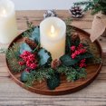 thumbnail image 2 of Christmas Candlestick Wreath Simulated Cherry Pinecone Garland Candle Holder Xmas Wreath Home New Year Party Dining Table Decor, 2 of 5