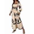 thumbnail image 3 of Women Fall Wedding Guest Dresses Boho Floral Long Sleeve V Neck Flowy Maxi Dress Beach Clothes Color XXL, 3 of 8