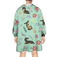 thumbnail image 2 of Wearable Oversized Blanket,Dachshunds and Pioneer Flower Wearable Blanket Hoodie for Adults,Cozy Hooded Blankets with Super Pockets,Super Warm Fuzzy Pullover for Women & Men, 2 of 6