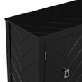 thumbnail image 4 of Vastcury 63" 4 Door Sideboard Cabinet with Geometric Line Patterns, Storage Buffet with Vintage Metal Handles for Living Rooms, Black, 4 of 10